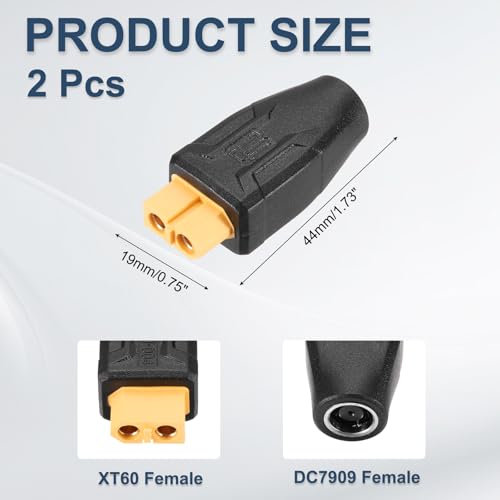 Conectores XT60 hembra a DC7909 para evitar fallos de corriente en baterías RC 2