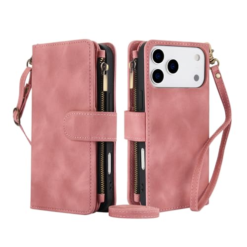 Étui portefeuille iPhone 14 Pro Max avec sangle amovible et fermeture magnétique