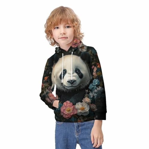 Sweat panda en fleurs pour enfant de 13-15 ans pull décontracté - 2