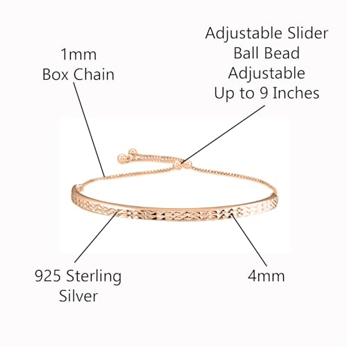 Savlano 925 Sterling Silver 4MM Diamond Cut Bar Half Bangle Adjustable Bracelet - 18K Gold Plated Bracelet for Women Comes with Gift Box - Made in Italy2