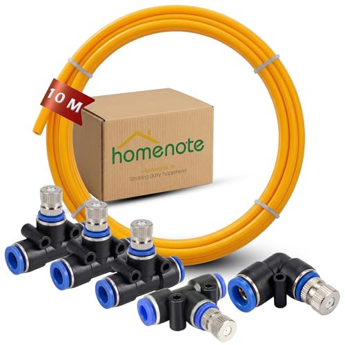 Image of Homenote 10Mtr Hose Pipe & 5pcs 6mm Mist Nozzle with Tee Connector Suitable for DIY Sanitization Tunnel Fogger Sprayer Watering Irrigation Fogging Cooling Mist Kit Sprinkler | Yellow