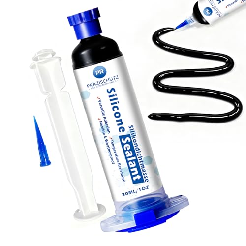 Image of RTV Silicone Adhesive Sealant - High Temperature & Waterproof Caulking for Home, Auto, & Crafts - Creates Flexible, Long-Lasting Seal on Kitchen, Bathroom, Shower, Window (Black, 30ml /1oz)