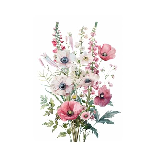 Peinture moderne fleurs WODJEM tableau decoration murale pour mur blanc