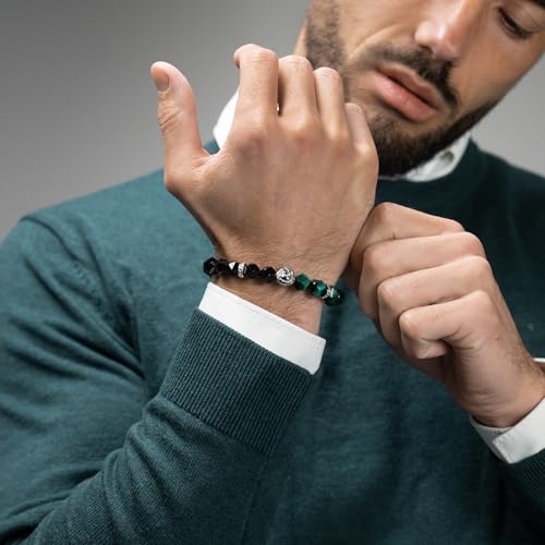 Lion King Beaded Bracelets for Men - Natural Stone Bracelets - Mens Bracelet with Stainless Steel Lion Head, Adjustable Cord, & Powerful Gemstones2