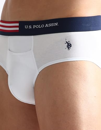 Image of U.S. Polo ASSN. Mens OEB06 Flag Waist Single Jersey Underwear Briefs - Pack of 2