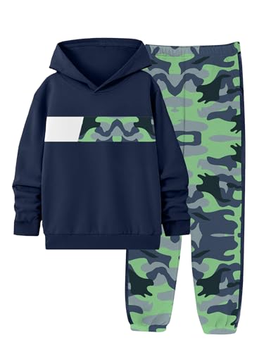 Image of Boys Clothes Boy Outfits 2-Piece Long Sleeve Hoodie and Camouflage Pants Boys Fall Winter Clothes for 6-16 Years