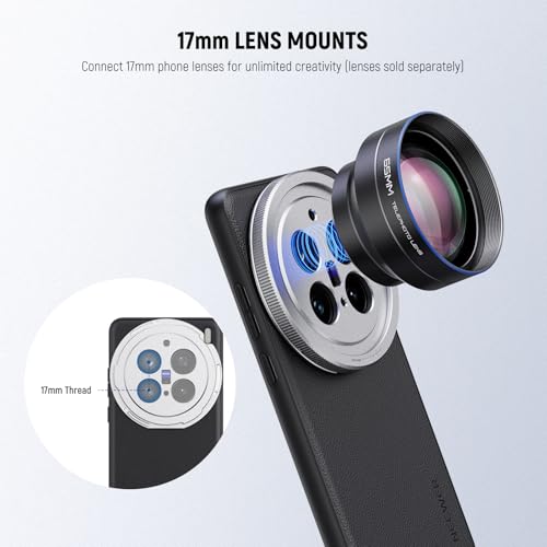 Image of NEEWER X200 Pro Case, Protective Phone Case Compatible with VIVO X200 Pro, Heavy Duty TPU + PC Faux Leather with 17mm Lens Mounts & 67mm Filter Adapter for Wireless Charging, PA114 Black + Silver
