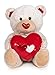 SL Osito de Peluche con 1 corazón Rojo de Amor. Oso de Peluche de 54cm (Beige)