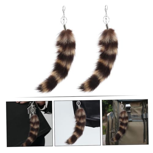 Pendentif queue de laveur américain en peluche pour sac et clés - 6