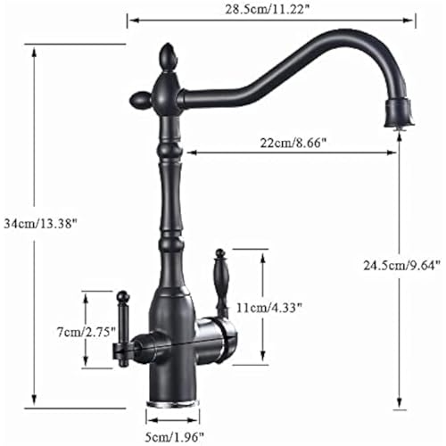 Robinet d'évier professionnel fini or avec double commande rotative - 6