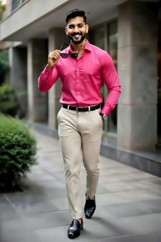 Image of Men's Formal Shirt and Trouser Combo Set | Slim Fit Stylish Office Wear | Premium Cotton Blend Shirt Pant Set for Men | Top & Bottom Clothing Set