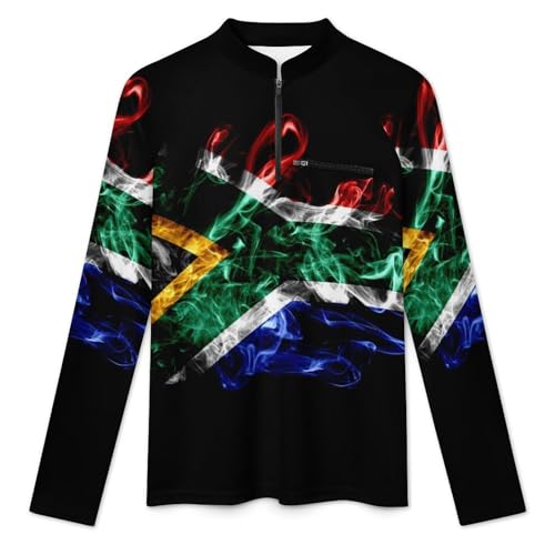 Flag of South Africa Men's Rash Guard Long Sleeves Quick Dry Fishing Workout Shirts with Zipper3