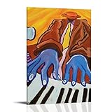 UAEYQPWHEEUR Póster con diseño de piano en la mano para pared, diseño de portada estética, para sala de estar, dormitorio, 30 x 45 cm, estilo marco
