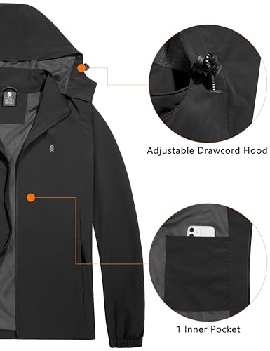 Image of Little Donkey Andy Men's Lightweight Windbreaker Jacket Removable Hooded Windproof Coat for Running Hiking Golf