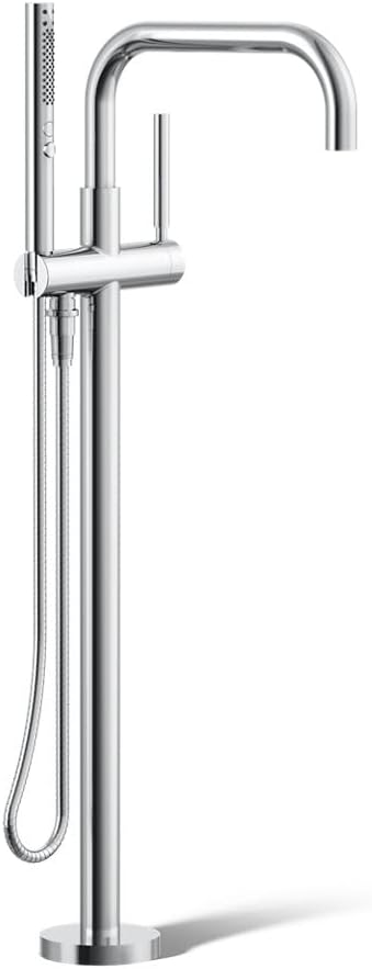 Purist® floor-mount bath filler with included handshower, polished chrome, tub filler, bath filler, multifunction handshower, K-T97328-4-CP