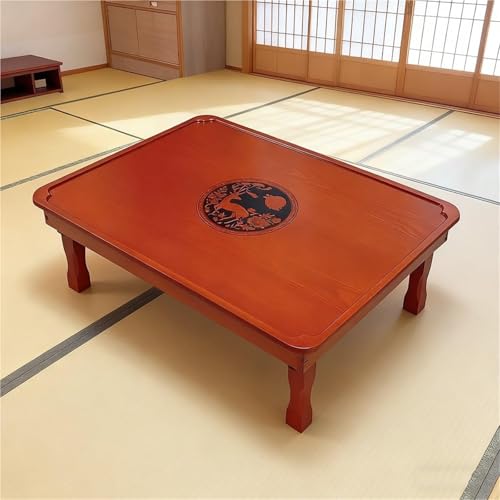 XHEILZOP Table de Thé Traditionnelle Japonaise, Table Basse en Bambou Massif Sculpté, Table Basse de Sol Zen pour Salon, Balcon et Coin Lecture, Table Tatami...
