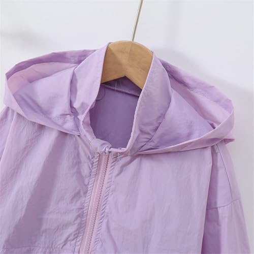 BILIKEYU Boys Girls Trench Coat Long Sleeve Zip up Hooded Lightweight Casual Fall Winter Outwear (Purple, 11-12 Years)3