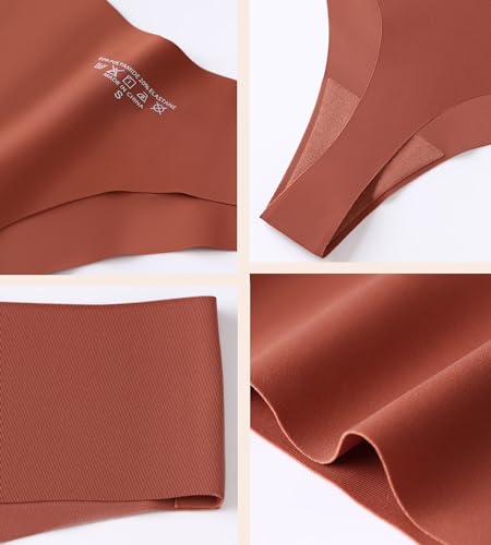 Hellopopgo Seamless Thongs For Women V-waisted No Show Thong Seamless Panties Breathable Comfortable Underwear Womens 6-Pack4