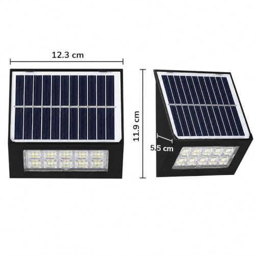 Image of XERGY Solar Powered Modern Slim Outdoor Wall Light | 2 Light Mode | 20 LED | 1200mAh Battery | Auto ON /Off Dusk to Dawn | Waterproof-Warm White Plant Focus Lighting for Garden, Fence & Exterior Decor