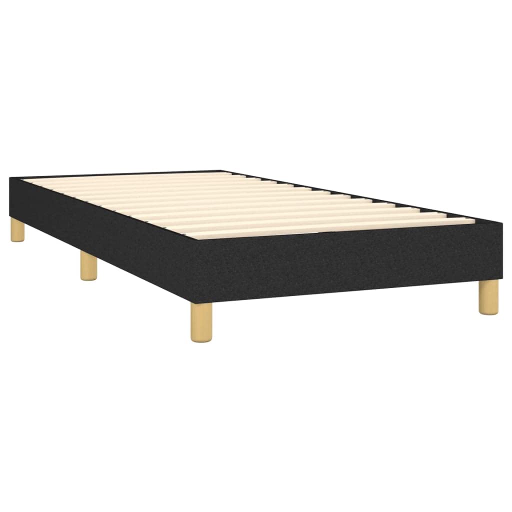 Cama con somier de 80 x 200 cm, color negro, con colchón de muelles ensacados y cubrecolchón, cama para jóvenes o invitados, transpirable, cabecero ajustable en altura