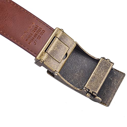 Image of Beltox Men Leather Belt w Slide Ratchet Interchangeable Buckle