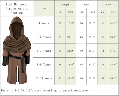 Image of TOKYO REVENGERS Kids Medieval Renaissance Pirate Costume Knight Cosplay Outfit LARP Costume Accessories Set