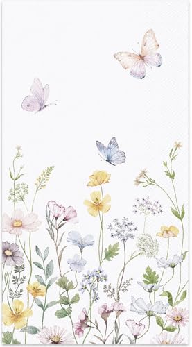 50 Pack Spring Floral Napkins - Watercolor Wild Flower Disposable Hand Towels for Bathroom - Napkins Disposable Decorative for Toilet Room Wedding Baby Shower Birthday Bridal Party Decor