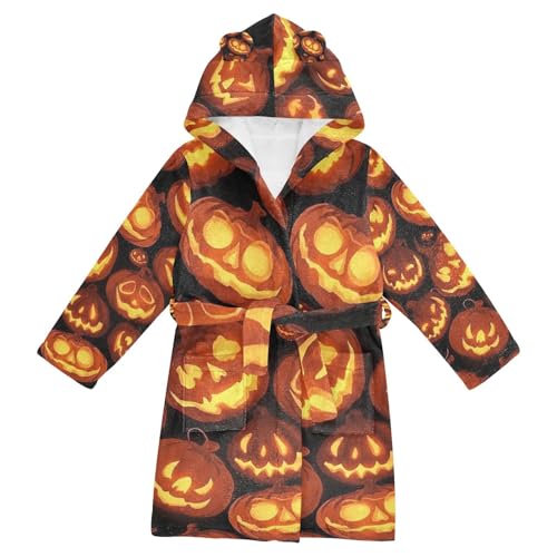 Bathrobe Kids Girls Glowing Pumpkin Girls Robe With Hood