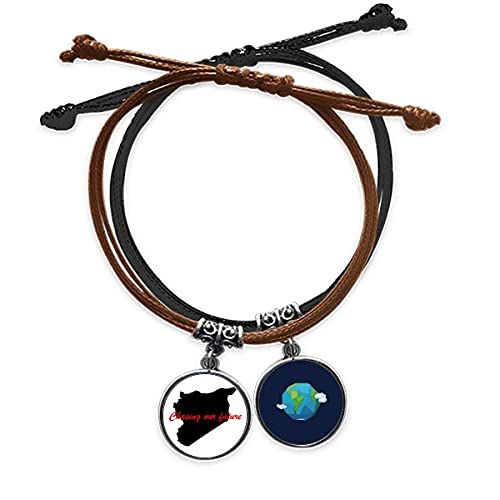 Pulsera de cuerda Persiguiendo Nuestro Futuro con detalles de cuero