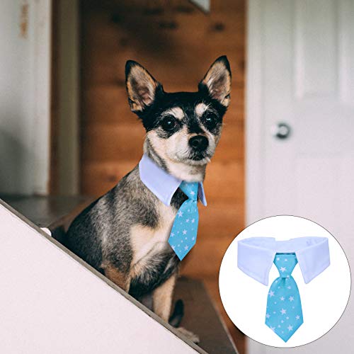 Cachorro de estimação vestido com coleira falsa gravata estrela de cinco pontas (CW12 azul)