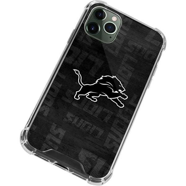 Skinit Clear Phone Case Compatible with iPhone 11 Pro Max - Officially Licensed NFL Detroit Lions Black & White Design