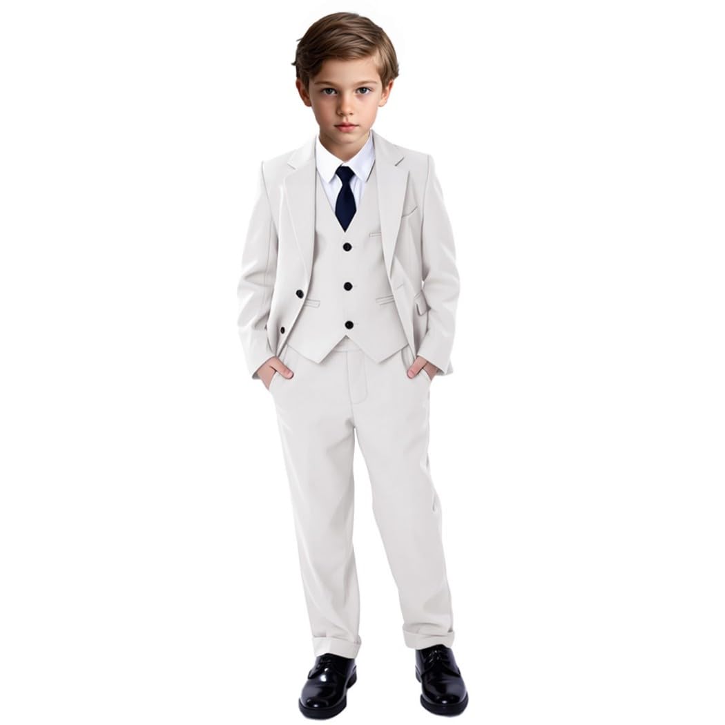 Jungen Anzug 3 Stück Jungen Anzug Jungen Smoking Anzug Verstellbare Taille für Kleinkind Teenager Junge Kommunion Hochzeit Kinder Anzug