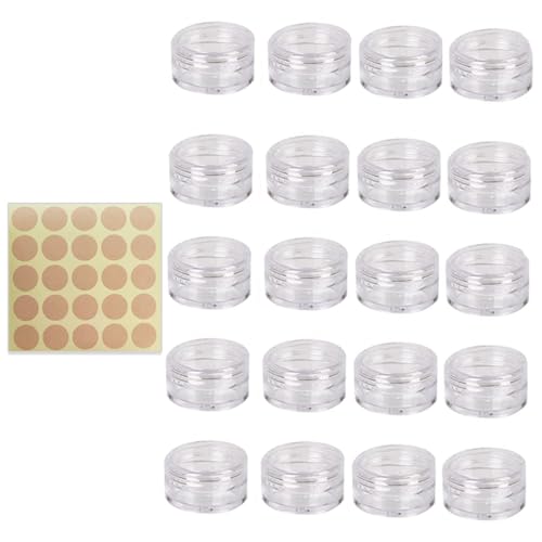20 Piezas 5g Botes Pequeños de Plastico, Envases para Cosmeticos, Contenedor de Cosméticos, Recipientes Vacíos Redondos con Tapa, Recipientes Plástico para Cremas, para Bálsamo Labial, Loción, Crema