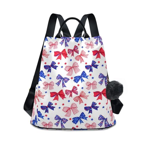Sac à dos pour femme antivol à motifs étoiles rouge bleu