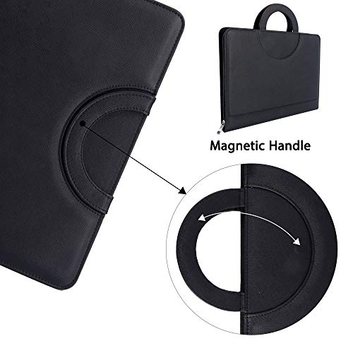 Graduatepro Portfolio Binder Leather Zippered Padfolio Folder Business Case Organizer Bag For Pad Notebook Resume For Women Men, Black #TOP1