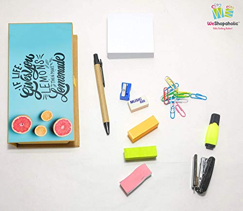 Image of Shopaholic Eco-Friendly Stationary Set With Paper Clips, Stapler, Sticky Notes, Calendar, Pen (Lemonade-Memo Pads)