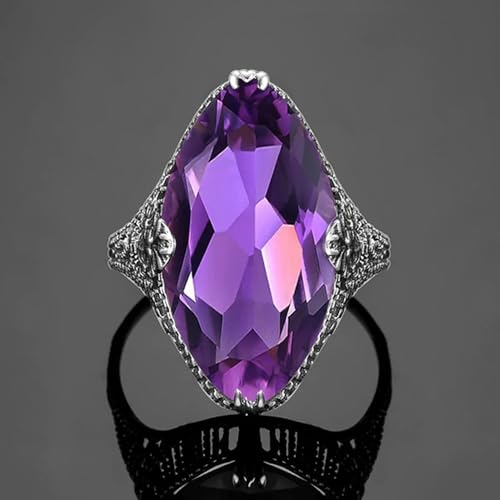 White Gold Plated Purple Horse Eye Cubic Zirconia Engagement Rings Wedding Bridal Band Promise Rings Evening Parties Anniversary Valentine's Day Gifts Eternity Bands for Women