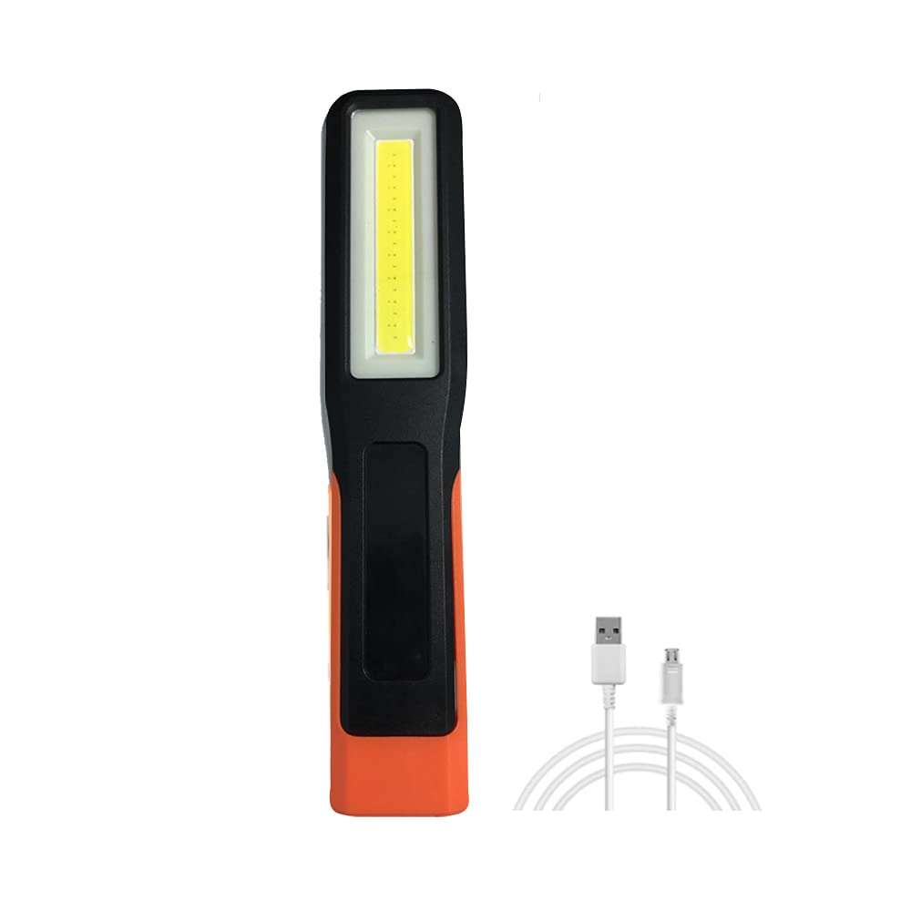 Walcho Black Rechargeable Work Light, Portable Cob Led Inspection Lamps, 2000Mah With Magnetic Base And Hook, Torch Flashlight For Car Repair, Camping, Household And Emergency Use