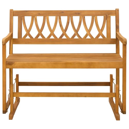 Banco balancín de jardín en madera de acacia maciza barnizada 4