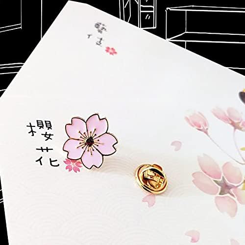5 Pieces Cute Sakura Brooch, Cherry Blossom Pin Flower Brooch Coat Collar Badge Clothing Bag Accessory for Women Men Girls Boys