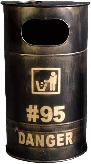 Cubo de basura para patio al aire libre con acabado latón y diseño industrial