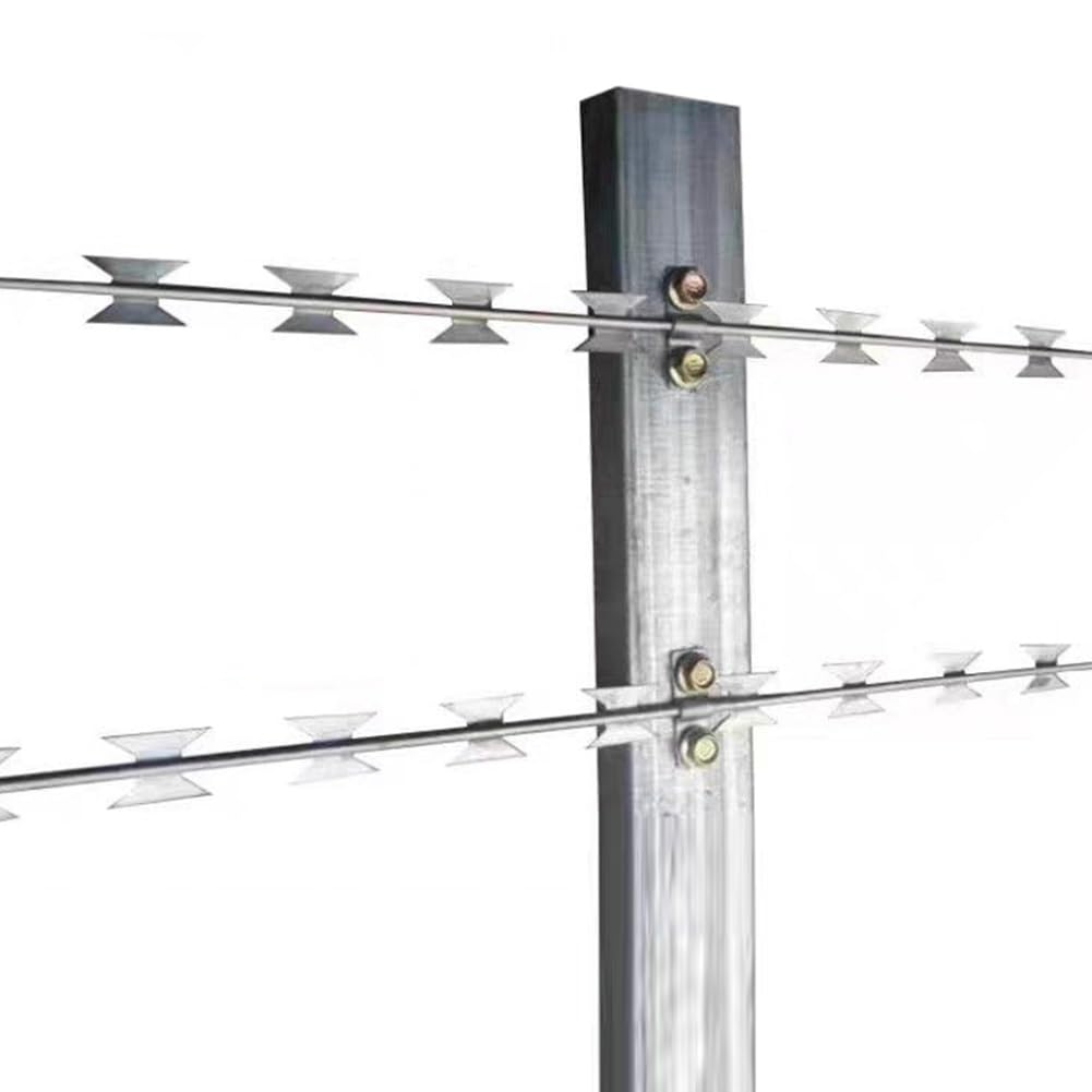 10 Piezas de Alambre de púas de Concertina, Alambre de Acero galvanizado Resistente a la Intemperie, Alta Seguridad para Patio Trasero, Granja y jardín, 1 m/3,28 pies de Longitud, Acabado pl