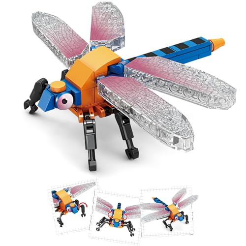 Image of Mini Insect Building Blocks Toy Insect Collection Building Block Set Insects Collection Building Blocks Bugs Toy Building Sets for Kids 6+ (Dragonfly)