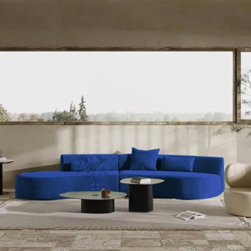 Image of Modern Classic L Shape Sectional Sofa Set, Chesterfield Style 4 Seater Sofa Set with Pillows for Living Room, Bedroom and Office, Office, and Hallway Colour (Blue)
