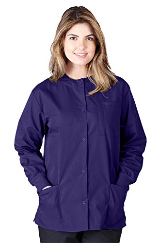 Natural Uniforms Women's Scrub Set Workwear Warm Up Jacket (Large, Purple)