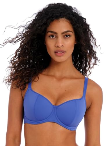 Freya Womens Jewel Cove Banded Underwire Halter Bikini Top, Plain Azure, 34FF