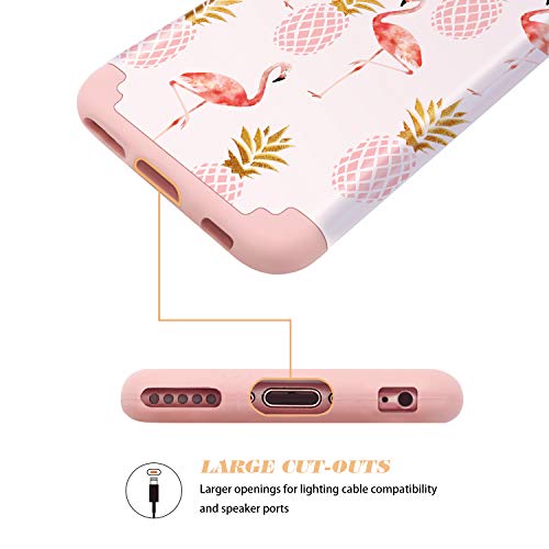 Fingic Phone Case Compatible For Iphone 6/Iphone6S,Summer Pineapple&Flamingos Pattern Cute Case Hard Pc&Soft Silicone Case For Girls Cover For Apple Iphone 6/6S,Pink #TOP4