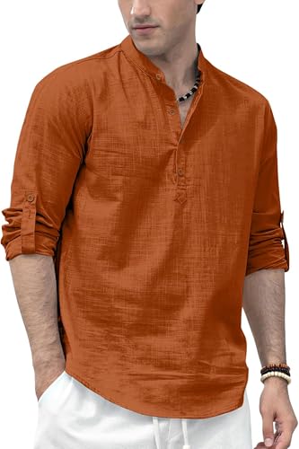 Image of Zombom Men's Solid Cotton Polyester Blend Straight Kurta Shirt, Regular Fit Full Sleeve Short Kurta Shirt
