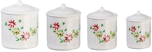 Dollhouse IM65383 - Juego de botes en miniatura 4 con tapas extraíbles color blanco