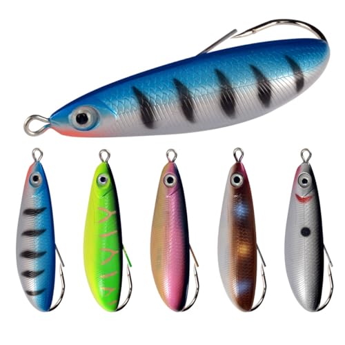 AMHDV Weedless Minnow Hard Lures Topwater Fishing Bait for Freshwater Saltwater (Pack of 5) (18g/0.64oz)